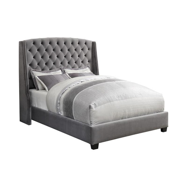 Pissarro Upholstered Queen Wingback Bed Grey - 300515Q