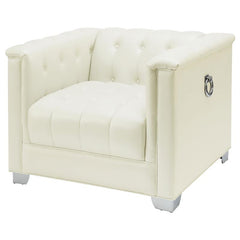 Chaviano Upholstered Track Arm Accent Chair Pearl White - 505393