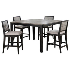 Elodie 5-piece Counter Height Dining Table Set with Extension Leaf Grey and Black - 121228-S5
