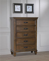 Franco 5-drawer Bedroom Chest Burnished Oak - 200975