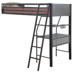 Meyers Metal Twin Over Twin Bunk Bed with Twin Loft Black - 460390-S2