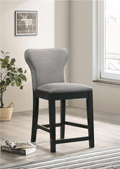 Rolando Upholstered Solid Back Counter Height Stools with Nailhead Trim (Set of 2) Grey and Black - 183028