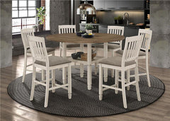 Sarasota 7-piece Counter Height Dining Set with Drop Leaf Nutmeg and Rustic Cream - 192818-S7