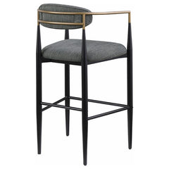 Tina Metal Pub Height Bar Stool with Upholstered Back and Seat Dark Grey (Set of 2) - 121189