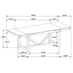 Malia Rectangular Dining Table with Refractory Extension Leaf Black - 122341
