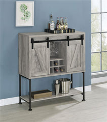 Claremont Sliding Door Bar Cabinet with Lower Shelf Grey Driftwood - 183038