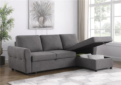 Samantha Upholstered Storage Sleeper Sectional Sofa Grey - 511088