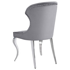 Cheyanne Upholstered Wingback Side Chair with Nailhead Trim Chrome and Grey (Set of 2) - 190743