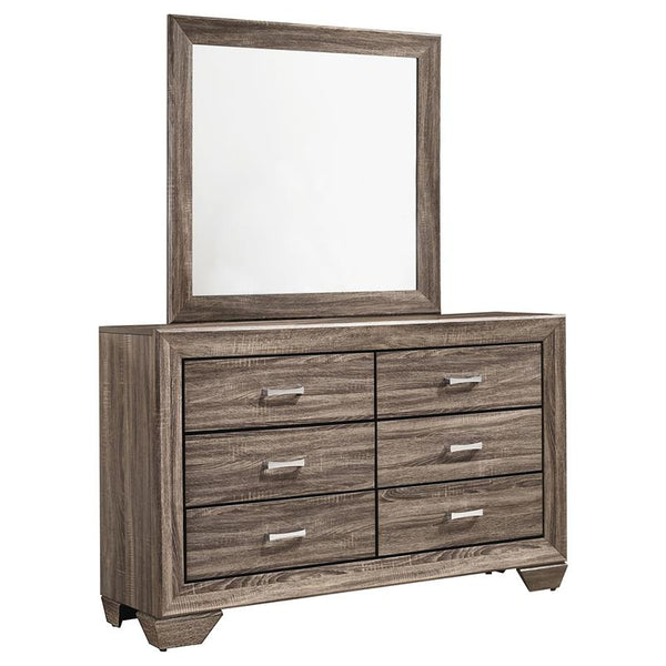 Kauffman 6-drawer Dresser with Mirror Washed Taupe - 204193M