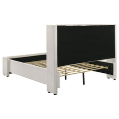 Alamosa Boucle Upholstered Eastern King Wingback Platform Bed White - 310078KE