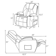 Sanger Upholstered Power Lift Massage Recliner Champagne - 600497P
