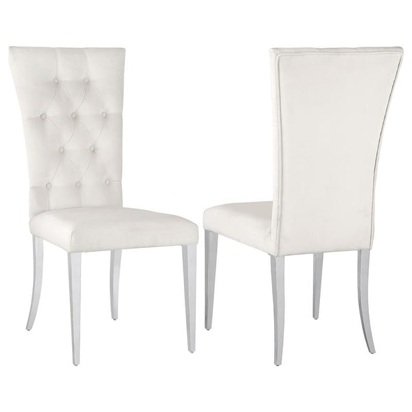 Kerwin Tufted Upholstered Side Chair (Set of 2) White and Chrome - 111102