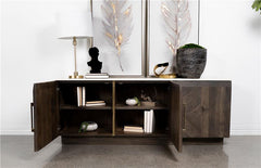 Dennis 3-door Marble Top Dining Sideboard Server White and Tobacco Grey - 190655