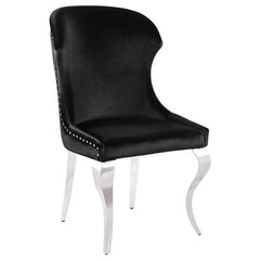 Cheyanne Upholstered Wingback Side Chair with Nailhead Trim Chrome and Black (Set of 2) - 190742