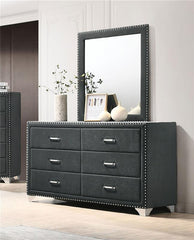 Melody 6-drawer Upholstered Dresser with Mirror Grey - 223383M