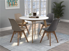 Breckenridge Round Dining Table Matte White and Natural Oak - 192790