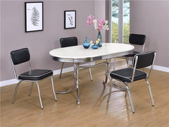 Retro Oval Dining Table Glossy White and Chrome - 2065