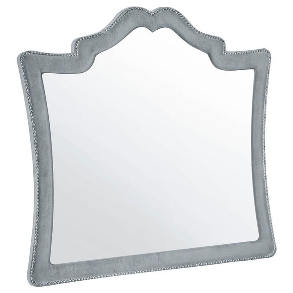 Antonella Upholstered Dresser Mirror Grey - 223584