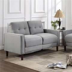 Bowen Upholstered Track Arm Tufted Loveseat Grey - 506782