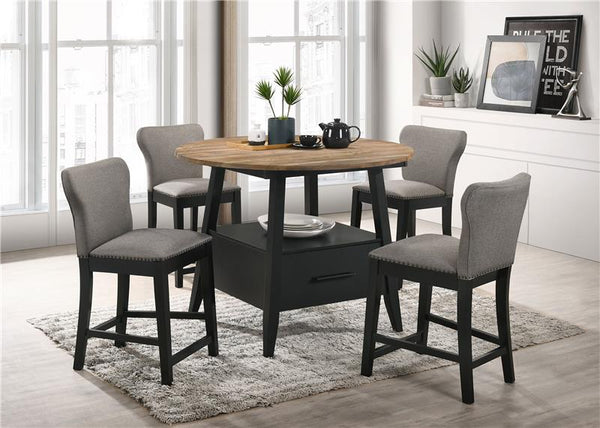 Gibson Round 5-piece Counter Height Dining Set Yukon Oak and Black - 115158-S5