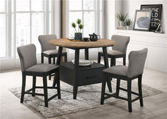 Gibson Round 5-piece Counter Height Dining Set Yukon Oak and Black - 115158-S5