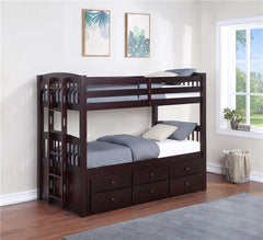Kensington Twin Over Twin Bunk Bed with Trundle Cappuccino - 460071