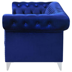 Bleker Upholstered Tuxedo Arm Tufted Loveseat Blue - 509482