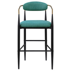 Tina Metal Pub Height Bar Stool with Upholstered Back and Seat Green (Set of 2) - 121188