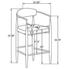 Tina Metal Counter Height Bar Stool with Upholstered Back and Seat Dark Grey (Set of 2) - 121186