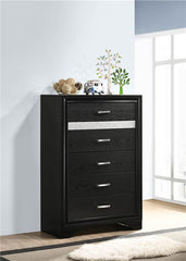 Miranda 5-drawer Chest Black and Rhinestone - 206365