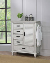 Franco 5-drawer Door Chest Antique White - 205338
