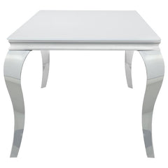 Carone Rectangular Glass Top Dining Table White and Chrome - 115091