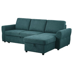 Samantha Upholstered Storage Sleeper Sectional Sofa Teal - 511087