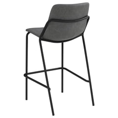 Earnest Solid Back Upholstered Bar Stools Grey and Black (Set of 2) - 183453