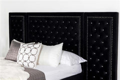 Hailey Upholstered Queen Wall Panel Bed Black - 315925Q-SP