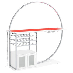 Risley 2-door Circular LED Home Bar with Wine Storage White High Gloss - 182798