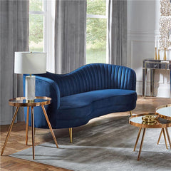 Sophia Upholstered Channel Tufted Loveseat Blue - 506862