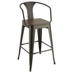 Cavalier Wooden Seat Bar Stools Dark Elm and Matte Black (Set of 2) - 100737