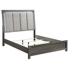 Kieran Wood Queen LED Panel Bed Grey - 224741Q