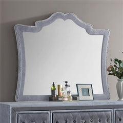 Antonella Upholstered Dresser Mirror Grey - 223584