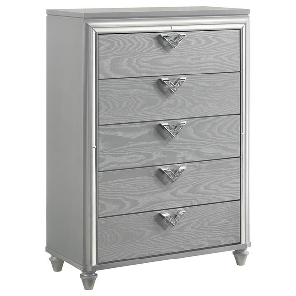 Veronica 5-drawer Bedroom Chest Light Silver - 224725