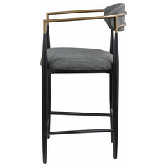 Tina Metal Counter Height Bar Stool with Upholstered Back and Seat Dark Grey (Set of 2) - 121186