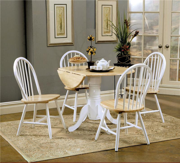 Allison 5-piece Round Drop Leaf Dining Table Set White - 4241-S5
