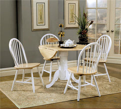 Allison 5-piece Round Drop Leaf Dining Table Set White - 4241-S5