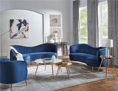 Sophia Upholstered Channel Tufted Loveseat Blue - 506862