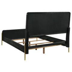 Arini Upholstered Queen Panel Bed Black and Grey - 224331Q
