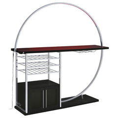 Risley 2-door Circular LED Home Bar with Wine Storage Dark Charcoal - 182799
