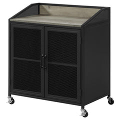 Arlette Wine Cabinet with Wire Mesh Doors Grey Wash and Sandy Black - 183476